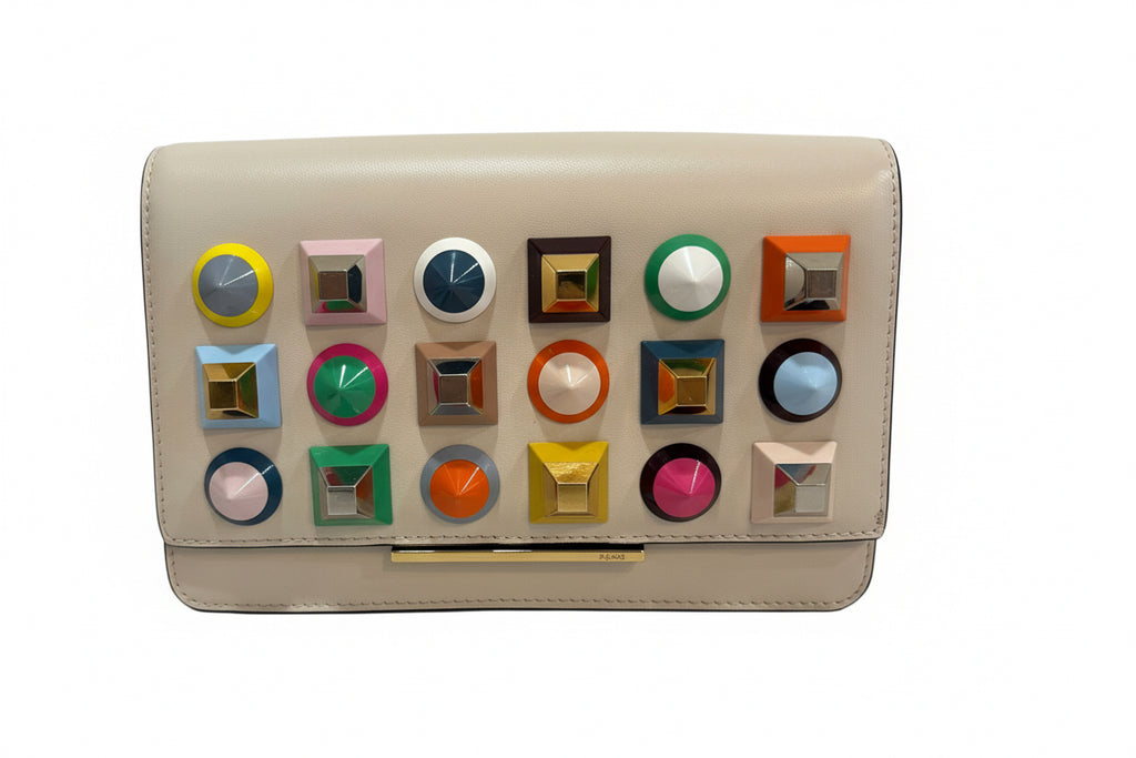 Fendi studded Vitello wallet on chain