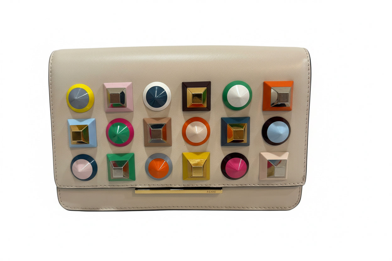 Fendi studded Vitello wallet on chain