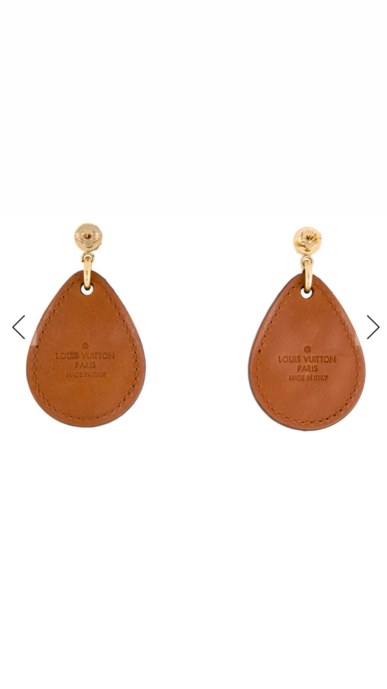 Louis Vuitton leather studded drop earrings/sold