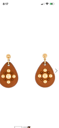 Louis Vuitton leather studded drop earrings/sold