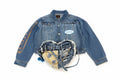 Denim distressed heart bag w/charms