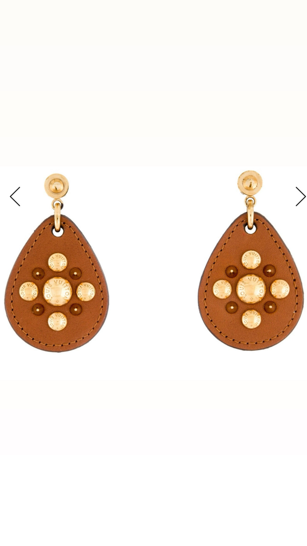 Louis Vuitton leather studded drop earrings/sold