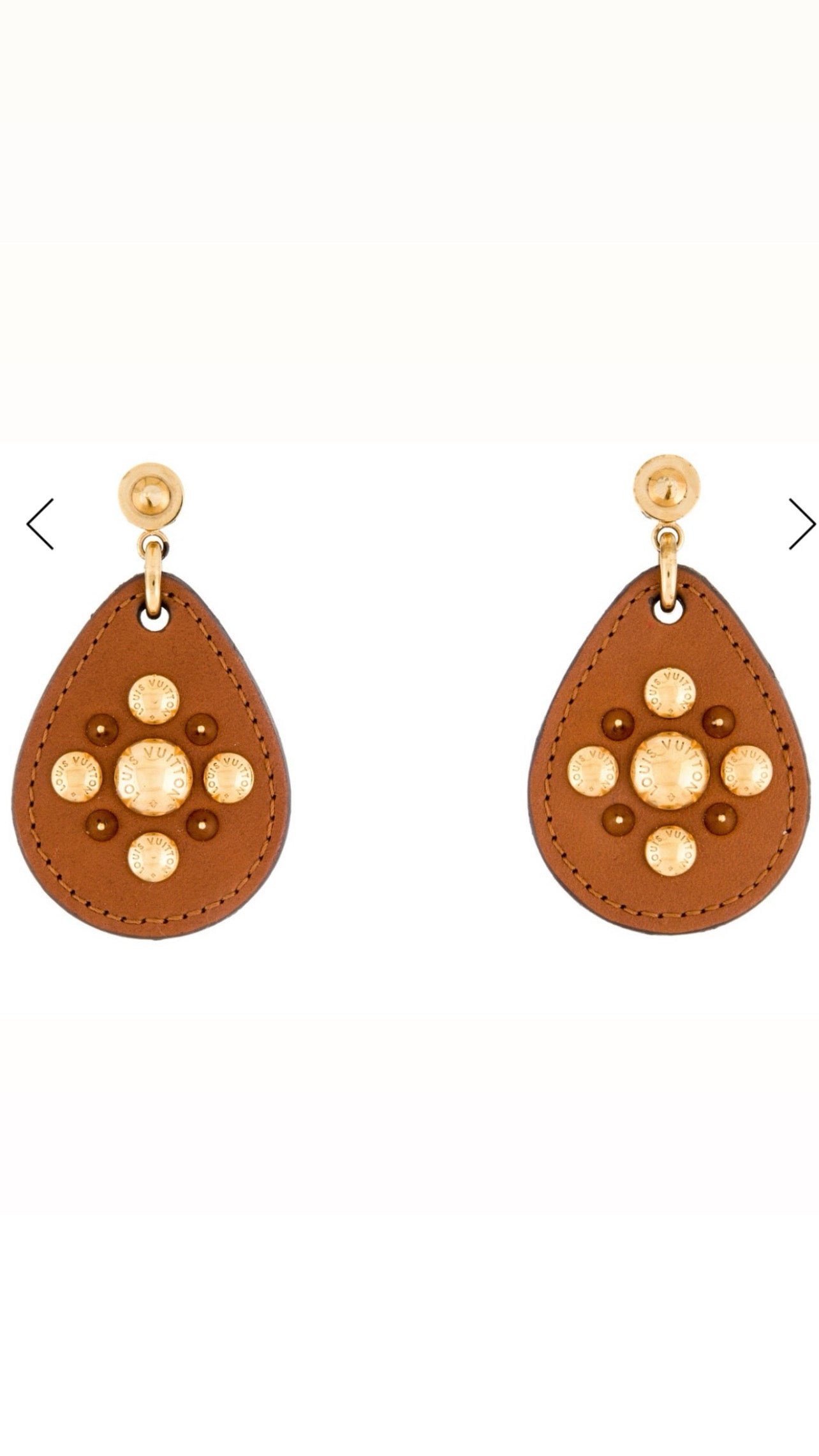 Louis Vuitton leather studded drop earrings/sold