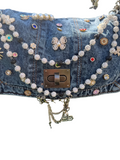 denim junk bag w/crystal embellishments