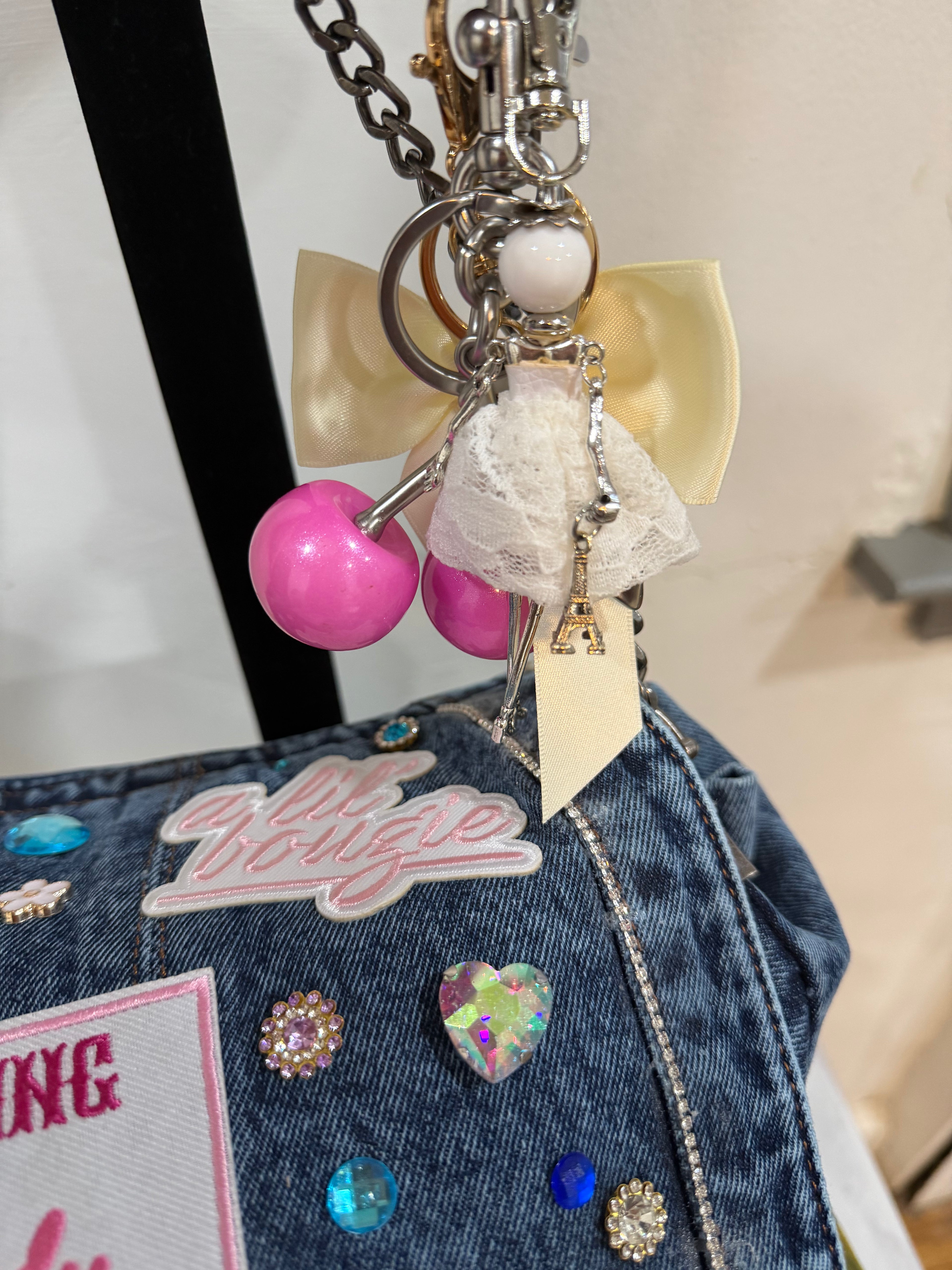 Denim bling out junk bag
