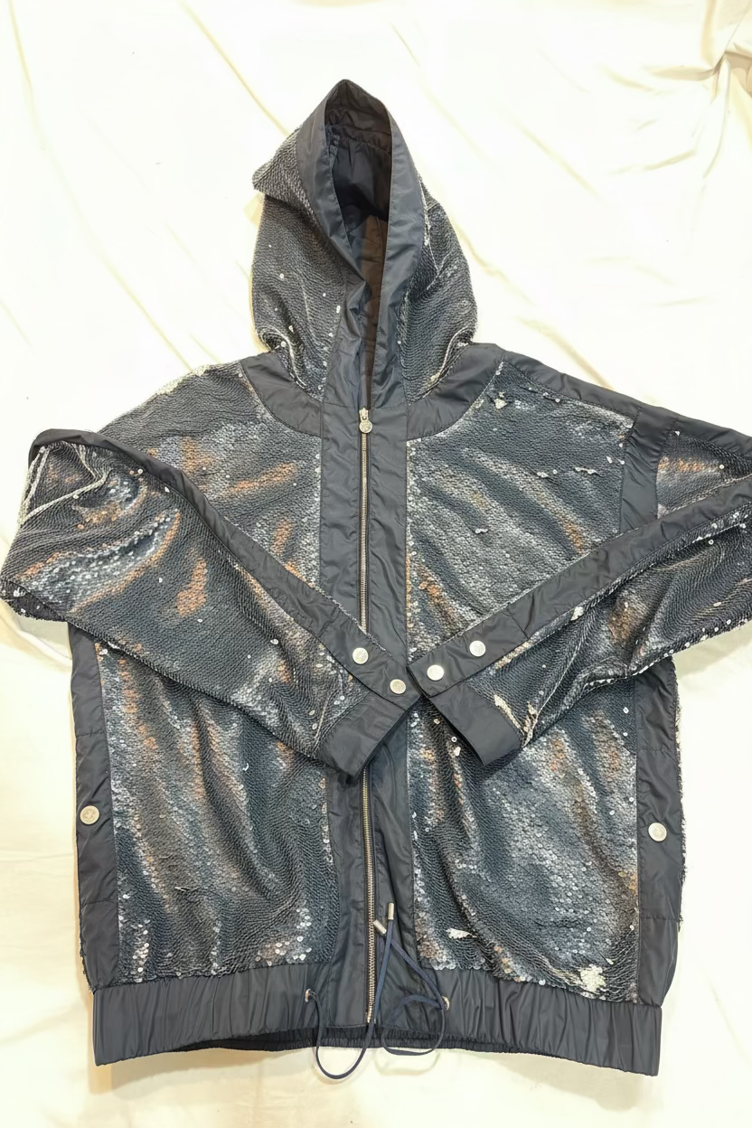 Chanel blue sequin nylon jacket size 10