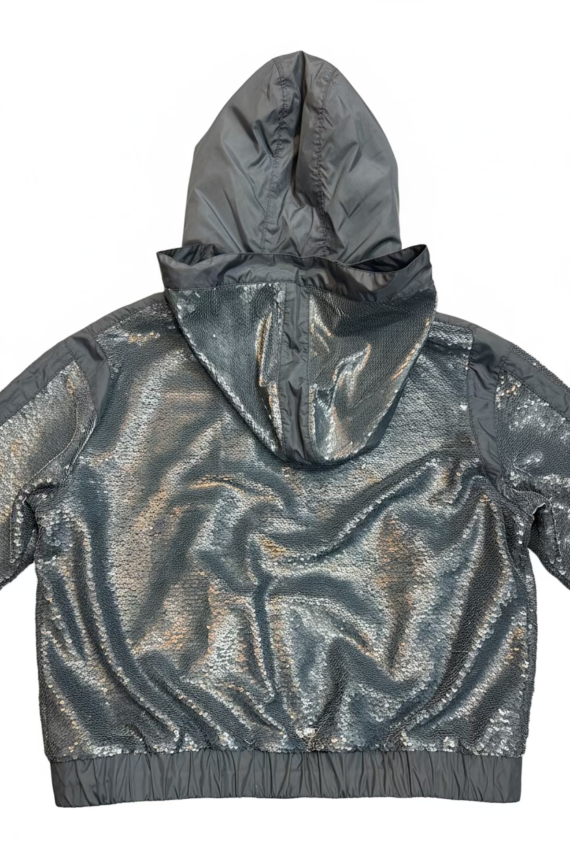 Chanel blue sequin nylon jacket size 10