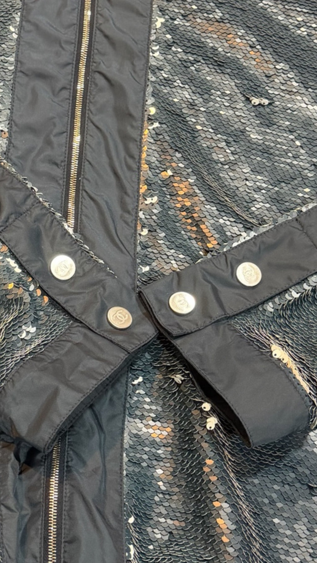 Chanel blue sequin nylon jacket size 10