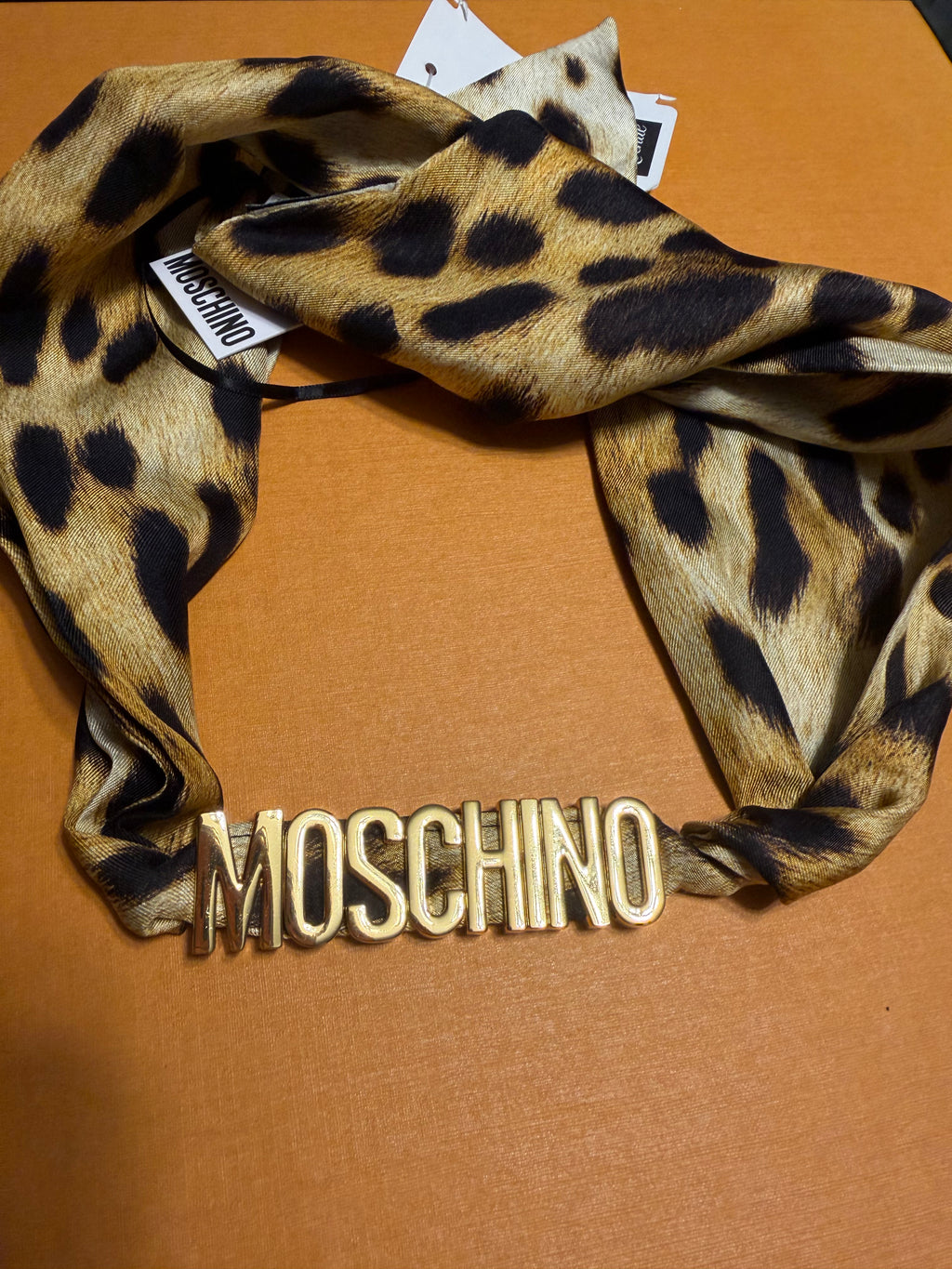 Moschino animal print twilly choker
