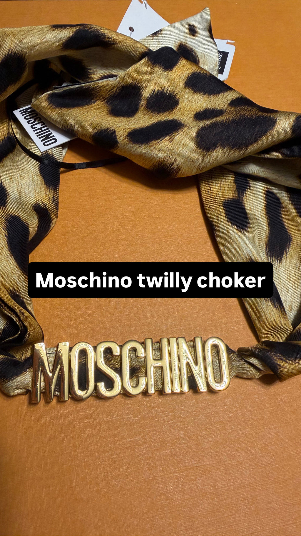 Moschino animal print twilly choker