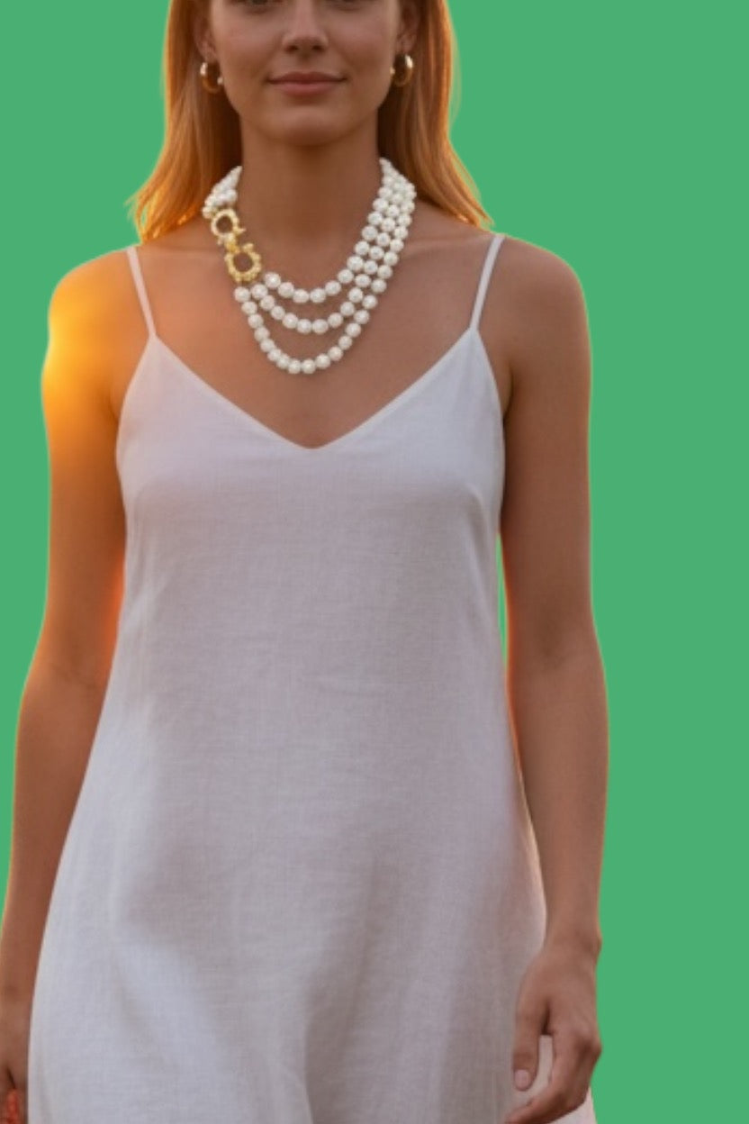 Salvatore Ferragamo 3strand faux pearl necklace
