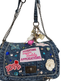 Denim bling out junk bag